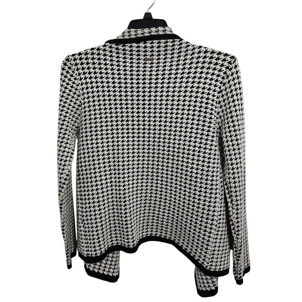 Houndstooth Open Front Long Sleeve Cardigan. Size Small. - Picture 2 of 6